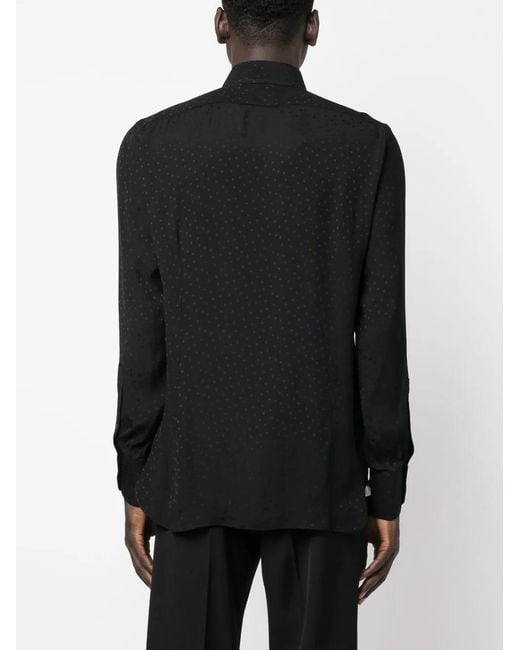 Tom Ford Blue Polka-Dot Long-Sleeve Shirt for men