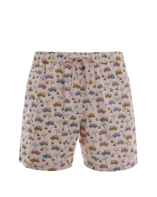 Mc2 Saint Barth Gray Costume Lighting Spiaggina Graphic-Print Swim Shorts for men