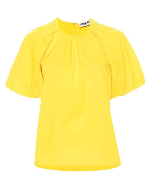 Essentiel Antwerp Yellow Puff-sleeve Cotton Blouse