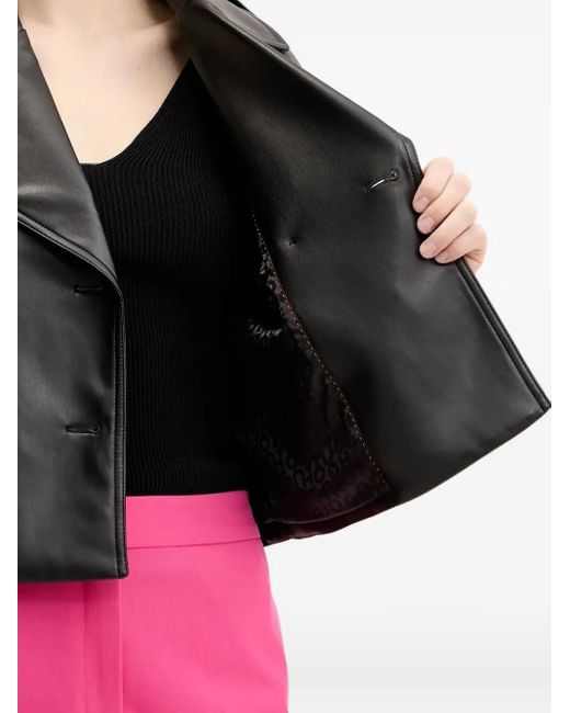 HUGO Gray Double-Breasted Cropped Jacket