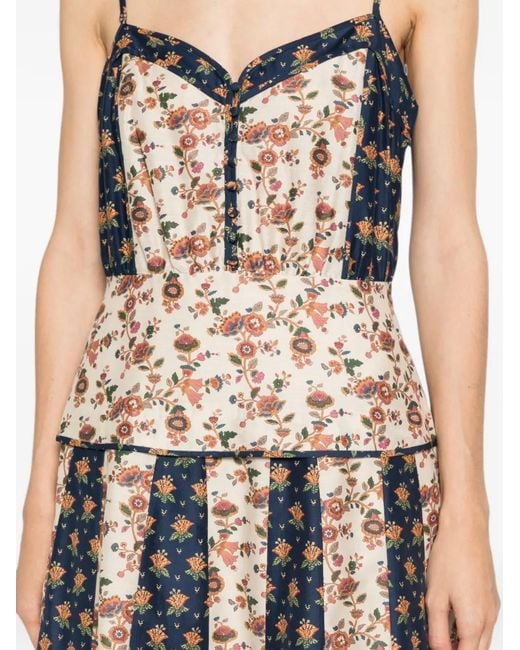 Polo Ralph Lauren White Floral-Print Paneled Midi Dress