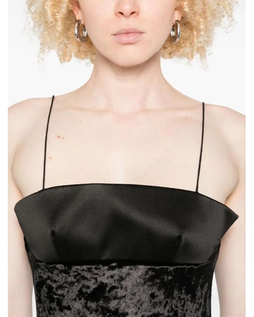 CHRISTIAN BOARO Black Velvet-Crushed Satin-Panel Dress