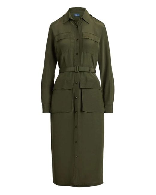 Polo Ralph Lauren Green Button-Up Shirt Midi Dress