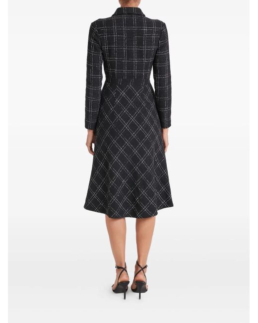 Temperley London Black Colonel Check-Pattern Button Midi Dress