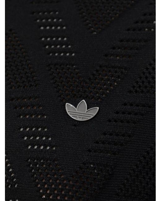 Adidas Black Firebird Knitted Crochet Zip-Up Sweater