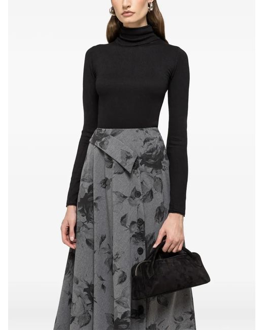 Nissa Gray Floral-Print Midi Skirt