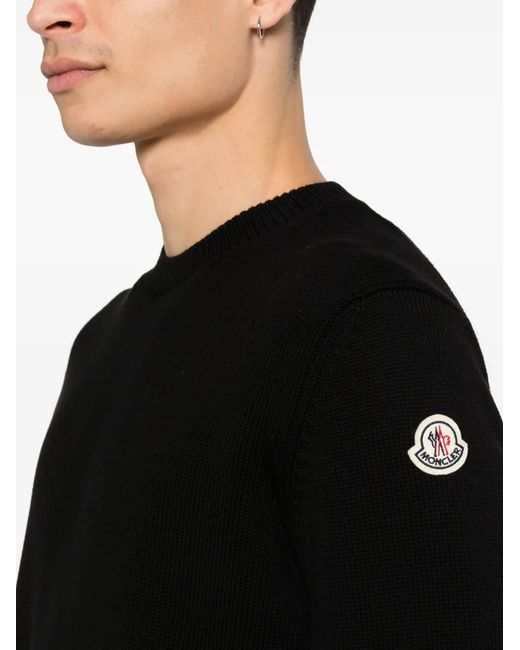 Moncler Black Crew Neck Knit Jumper for men