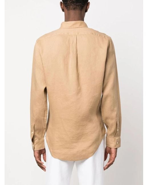 Polo Ralph Lauren Natural Long Sleeve Button-Down Linen Shirt for men