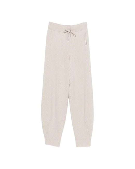 Panicale White Ribbed-Knit Drawstring Track Pants