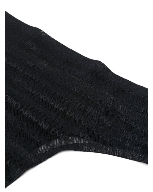 Emporio Armani Twee Braziliaanse Slips Met Logo Jacquard in het Black