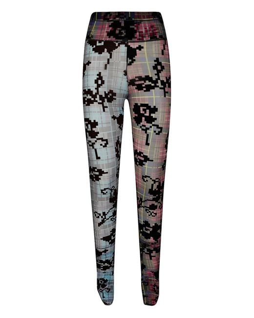 Chopova Lowena Black Mesh Checked Leggings