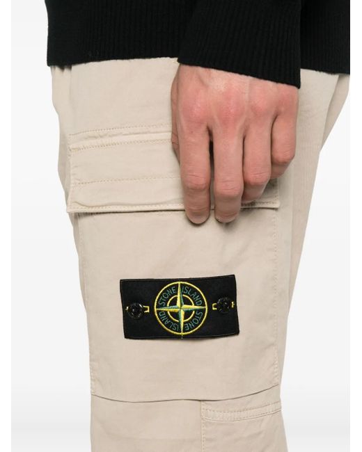 Stone Island Broek Met Cargo Zak En Manchetten in het Natural voor heren