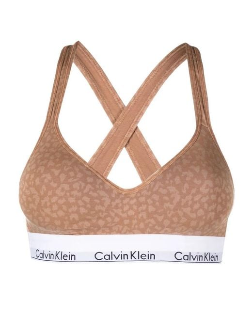 Calvin Klein Brown Leopard-Print Logo-Band Bralette
