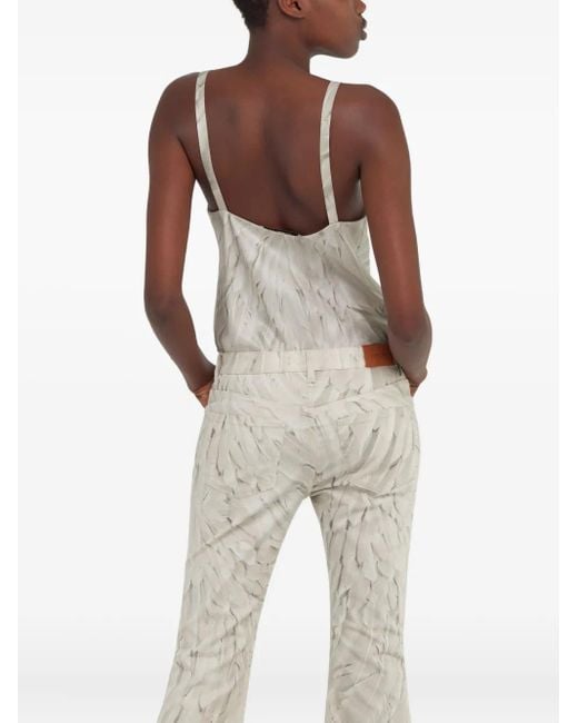Roberto Cavalli フェザープリント シルクトップ White