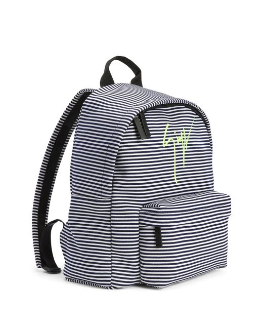 Giuseppe Zanotti Blue Bud Logo-Print Striped Backpack for men