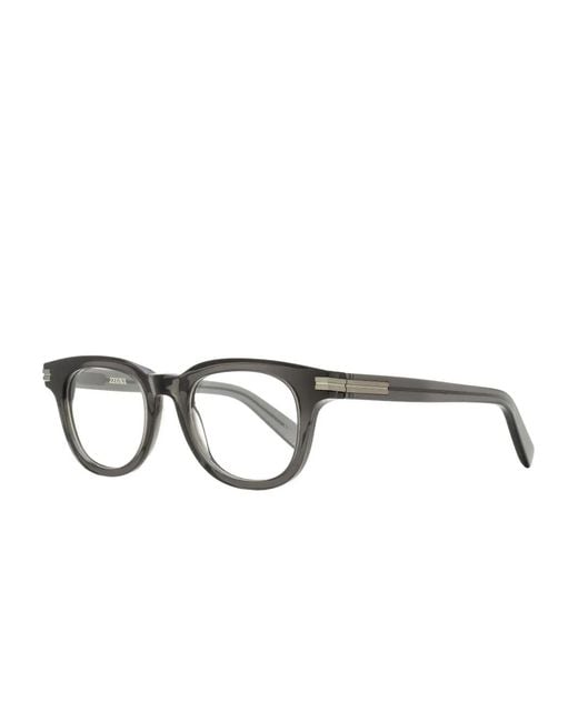 Zegna Gray Oval Frame Glasses for men