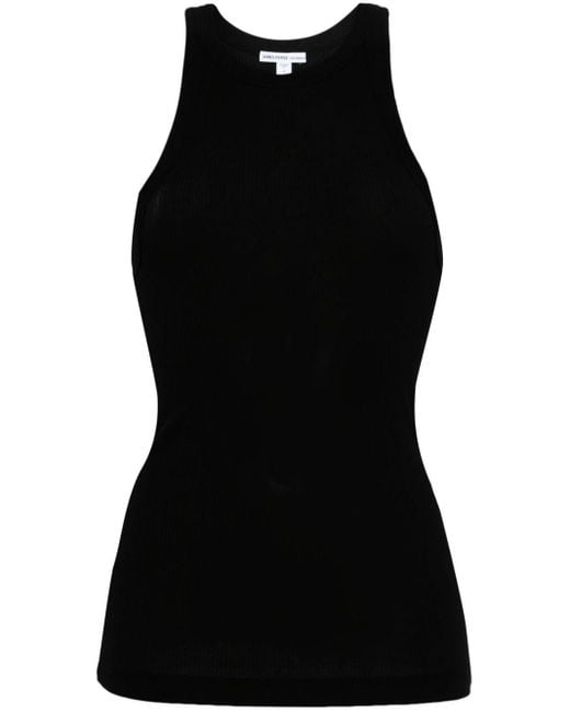 James Perse Black Round-neck Ribbed-knit Tank Top