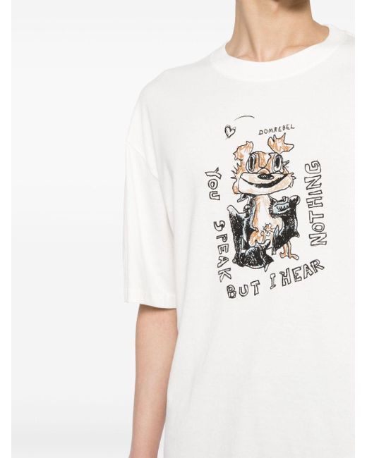 DOMREBEL White Speak Graphic-print Cotton T-shirt for men