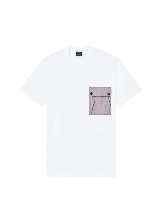 ARMANI EXCHANGE White Patch Pocket T-Shirt for men