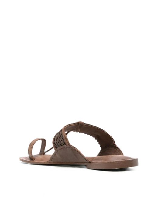 Injiri Brown Braided Toe-Loop Sandals