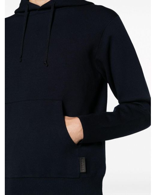 Sandro Blue Hooded Fine-knit Jumper for men