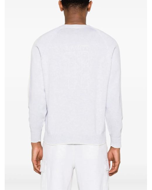 Eleventy White Stripe-Detail Cotton Jumper for men