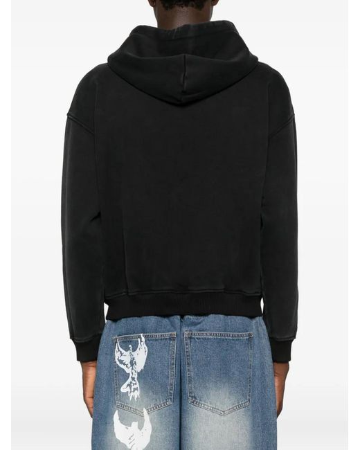Kidsuper Black Appliqué-Detail Zip-Up Hoodie for men
