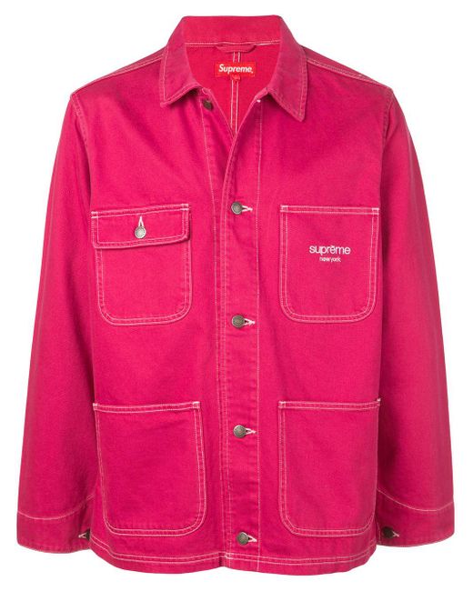 Supreme Denim Chore Jacket in Pink for Men | Lyst Canada