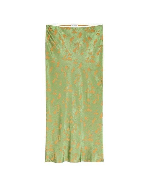 Dries Van Noten Green Jacquard Midi Skirt