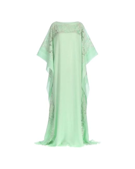 Ermanno Scervino Green Floral-Embroidered Maxi Dress