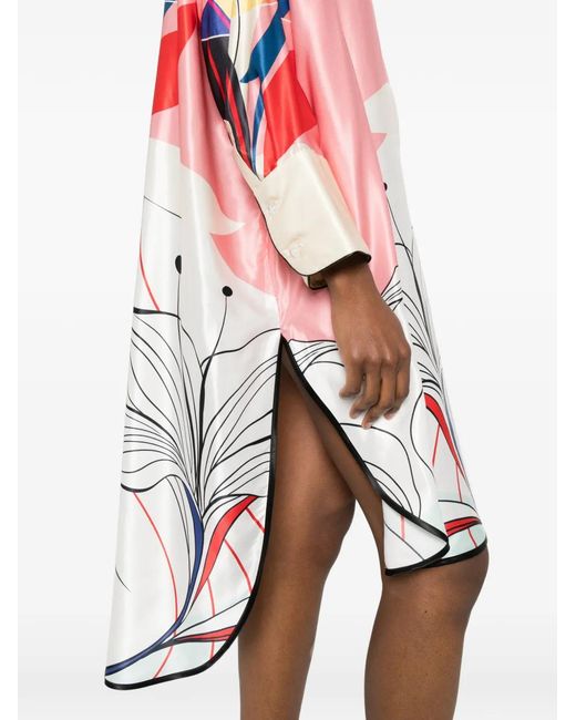 F.R.S For Restless Sleepers White Robe-Chemise Courte À Fleurs