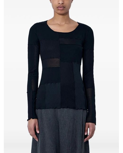 Limi Feu Blue Patchwork Long-Sleeve T-Shirt