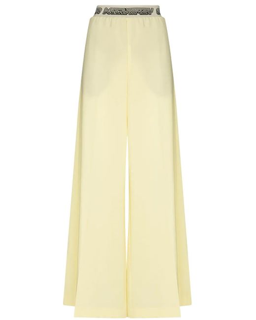 Stella McCartney Yellow Logo-Waistband Palazzo Trousers