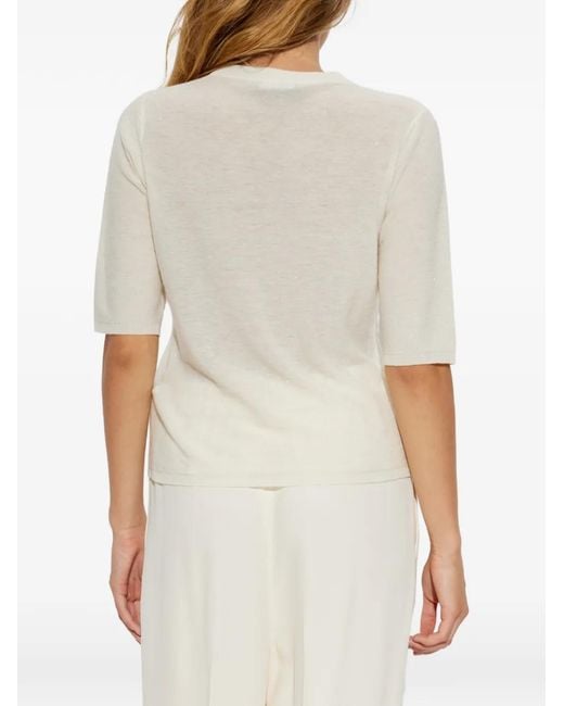 Fabiana Filippi White Sequin-Embellished Short-Sleeve T-Shirt