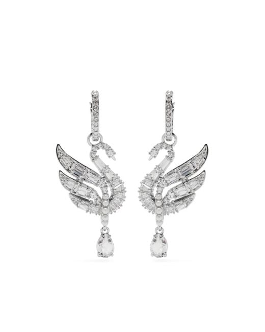 Pendientes Swan con cristales Swarovski de color White