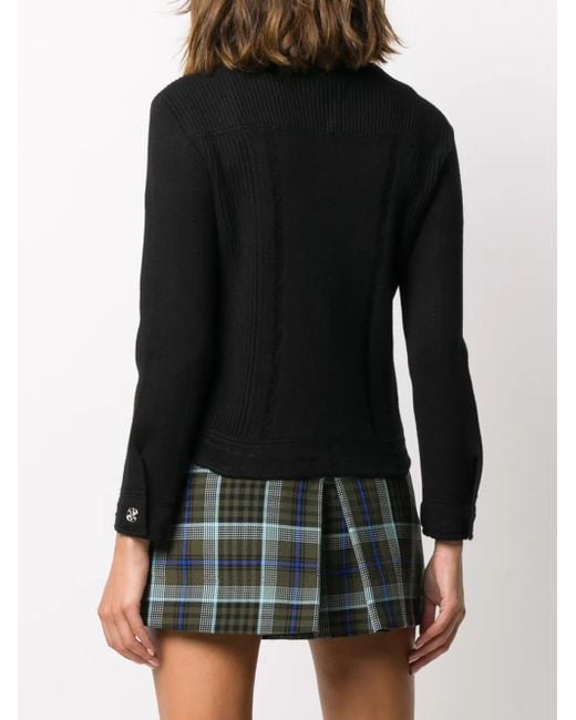 Barrie Black Contrast-Stitch Knitted Jacket