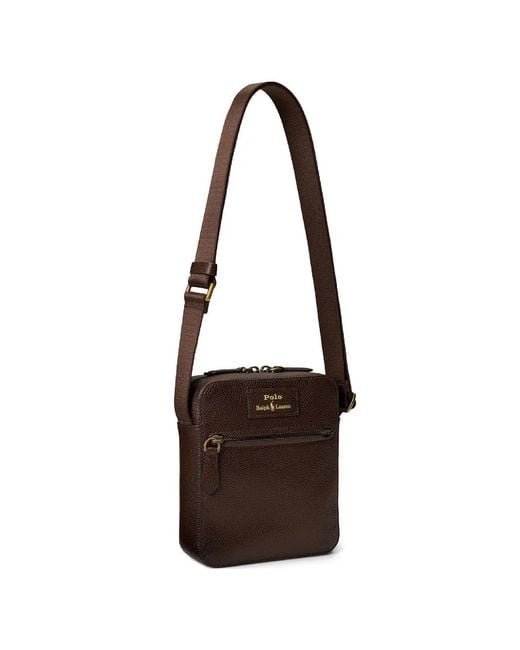 Polo Ralph Lauren Pebbled Leather Messenger Bag in Brown for Men