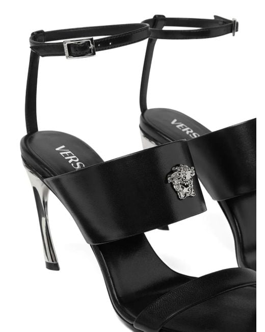 Versace Black Calf Leather Sandals