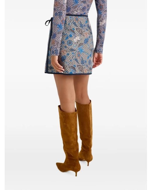 Marie Oliver Blue Orca Floral-Print Mini Skirt