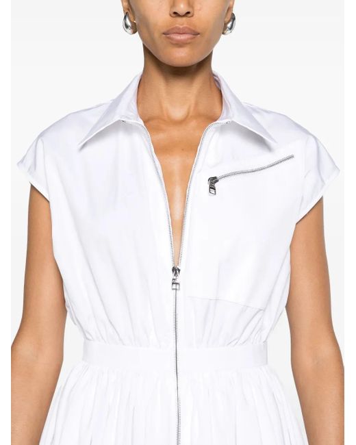 McQueen White Cap-sleeved Flared Dress - Women's - Cotton