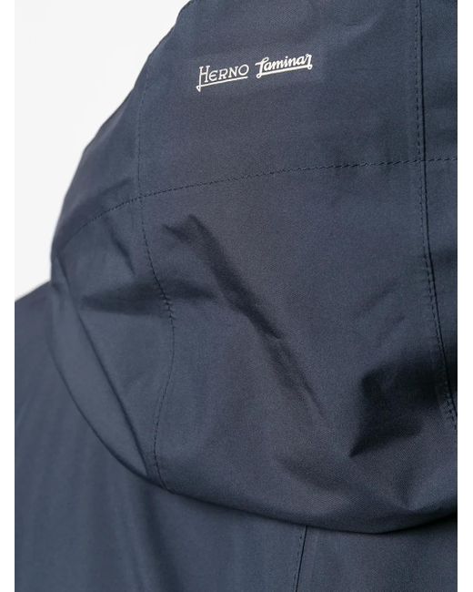 Herno Blue E Hooded Overcoat for men