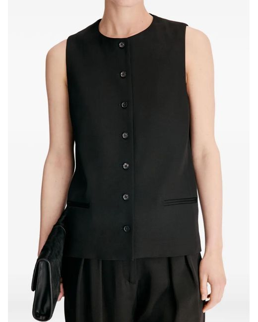 Loulou de Saison Black Jane Button-Up Sleeveless Waistcoat