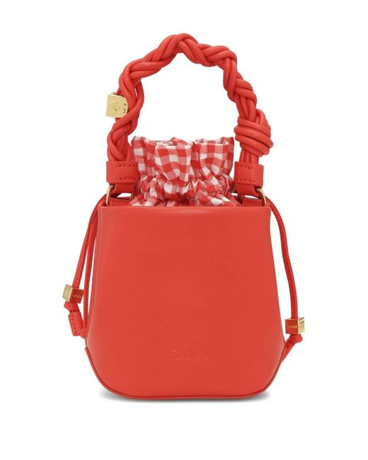 Ganni Bou Mini Bucket-Tas in het Red