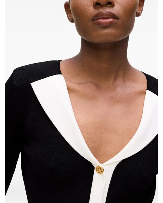 Karl Lagerfeld Black Contrast-Collar Button Knit Dress