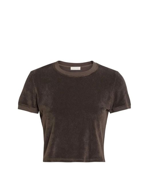 Suzie Kondi Brown Carpi Terry-Cloth Cropped T-Shirt