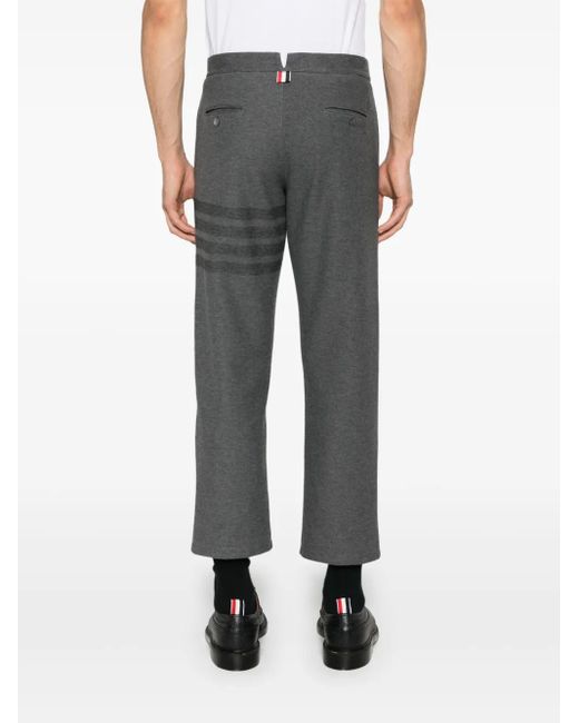 Thom Browne Gray Mid-Rise Twill Tapered Trousers for men
