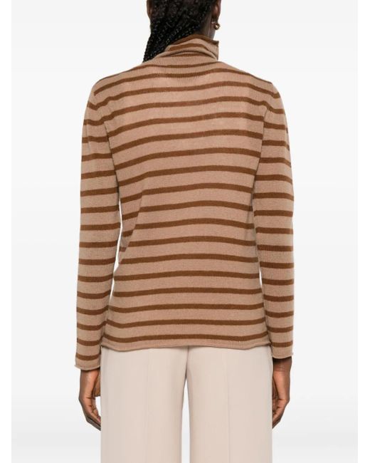 Be You Brown Striped Turtleneck Top