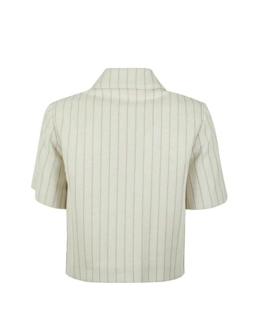 Max Mara White Pinstriped Cropped Jacket
