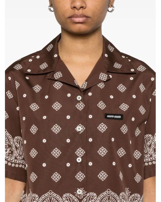 Miu Miu Blouse Met Bandanaprint in het Brown