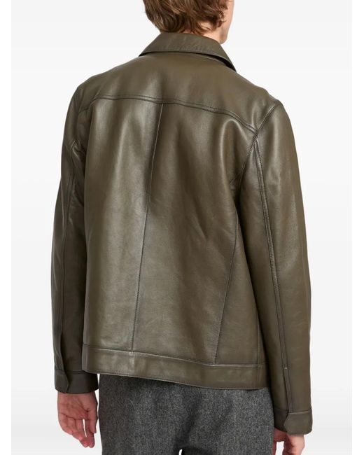 Yves Salomon Green Pocket Denim Style Leather Jacket for men